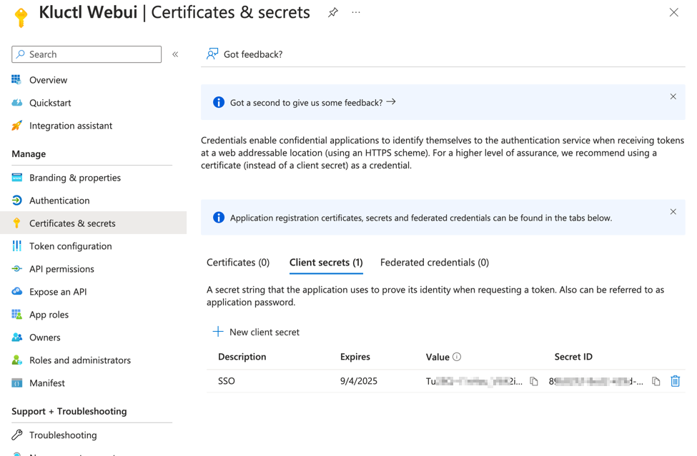 Azure App registration&rsquo;s Secret